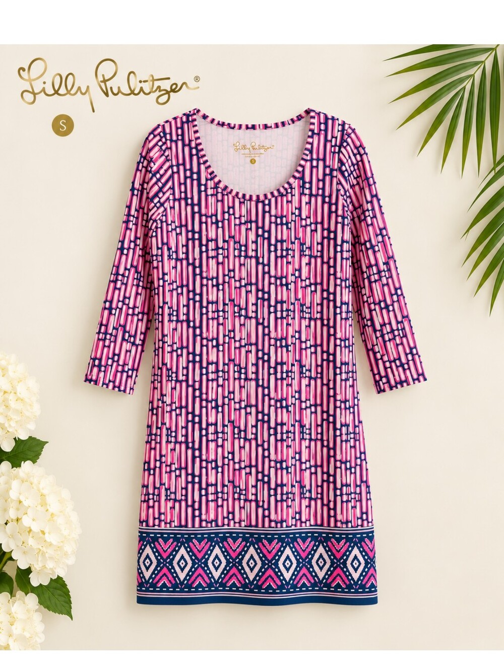 EUC Lilly Pulitzer Cotton Geo Print Shift Dress, Size S